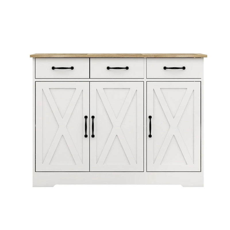 Meuble de Rangement Buffet de Ferme avec 3 Tiroirs et 3 Portes