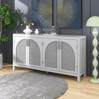 Grand buffet/bahut 60 portes en rotin artificiel avec grand espace de rangement