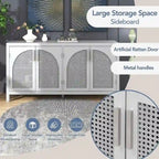 Grand buffet/bahut 60 portes en rotin artificiel avec grand espace de rangement