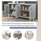 Grand buffet/bahut 60 portes en rotin artificiel avec grand espace de rangement