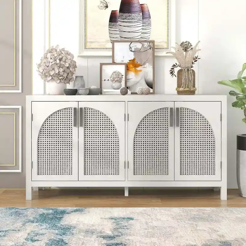 Grand buffet/bahut 60 portes en rotin artificiel avec grand espace de rangement