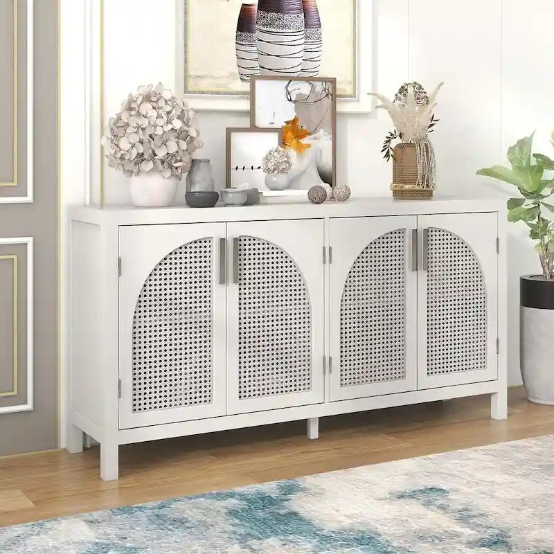 Grand buffet/bahut 60 portes en rotin artificiel avec grand espace de rangement