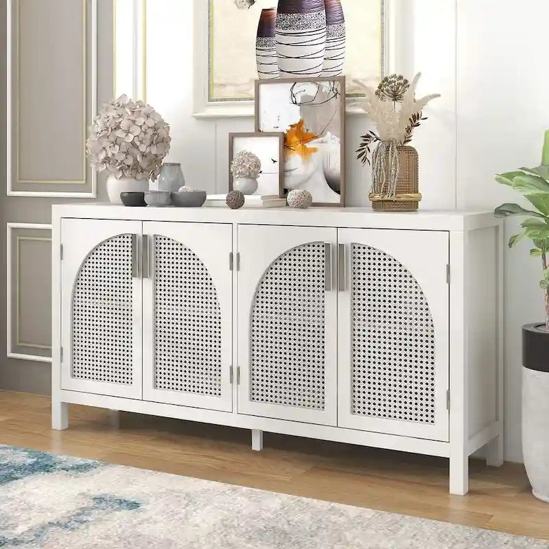 Grand buffet/bahut 60 portes en rotin artificiel avec grand espace de rangement