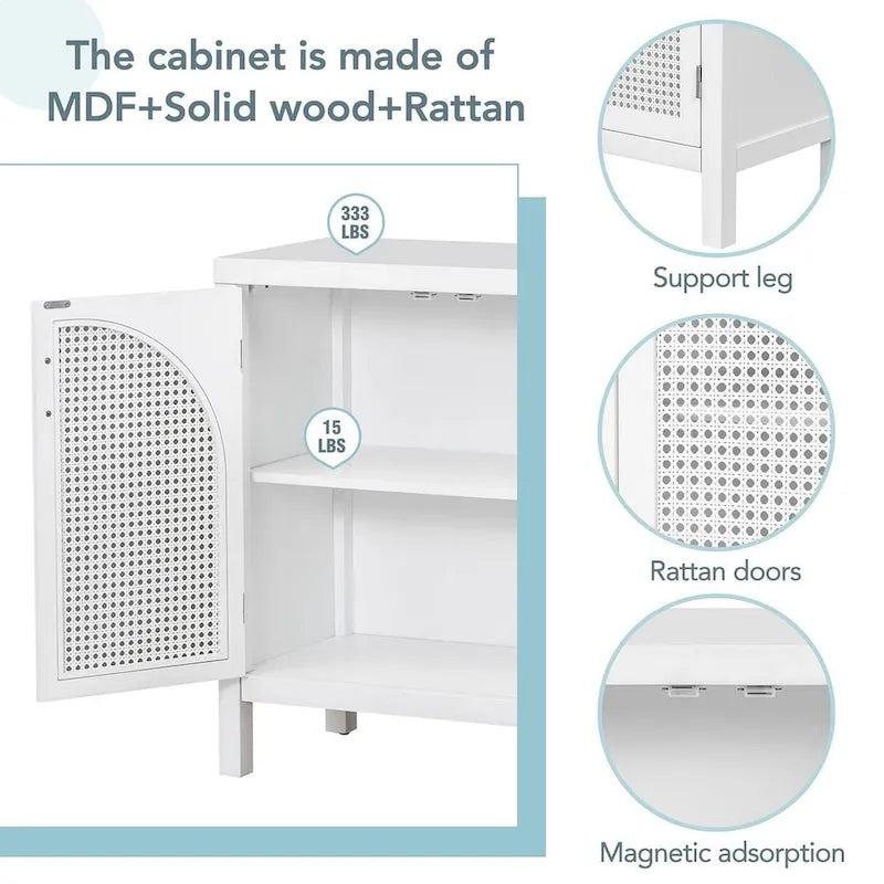 Grand buffet/bahut 60 portes en rotin artificiel avec grand espace de rangement