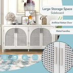 Grand buffet/bahut 60 portes en rotin artificiel avec grand espace de rangement