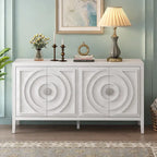 Buffet design rétro à rainures circulaires avec poignée de porte ronde en métal