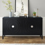 Buffet design rétro à rainures circulaires avec poignée de porte ronde en métal