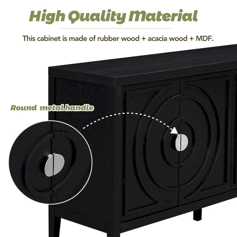 Buffet design rétro à rainures circulaires avec poignée de porte ronde en métal