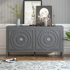 Buffet design rétro à rainures circulaires avec poignée de porte ronde en métal