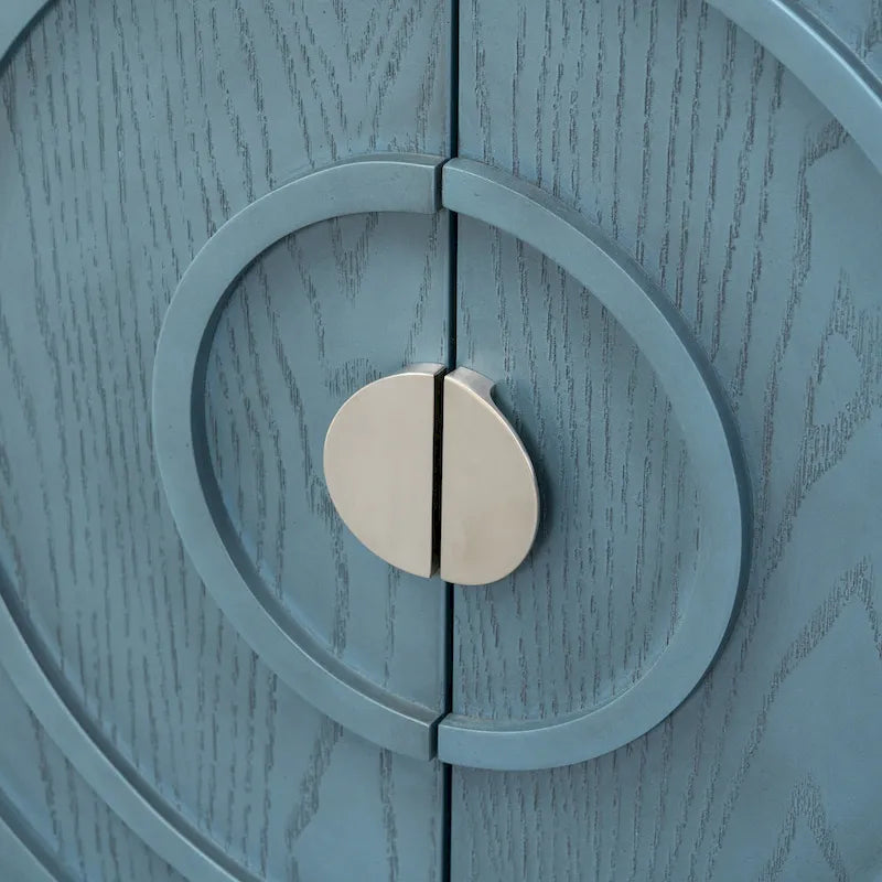 Buffet design rétro à rainures circulaires avec poignée de porte ronde en métal