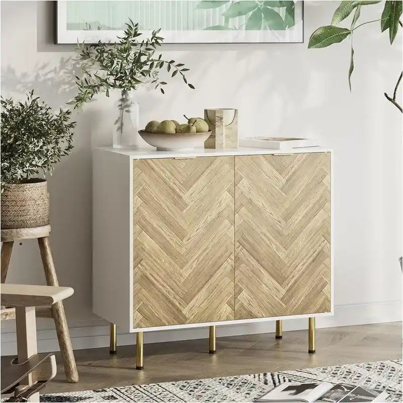 Buffet bas avec deux portes et pieds réglables pour le salon - 31,2P x 29,1L x 15,6H