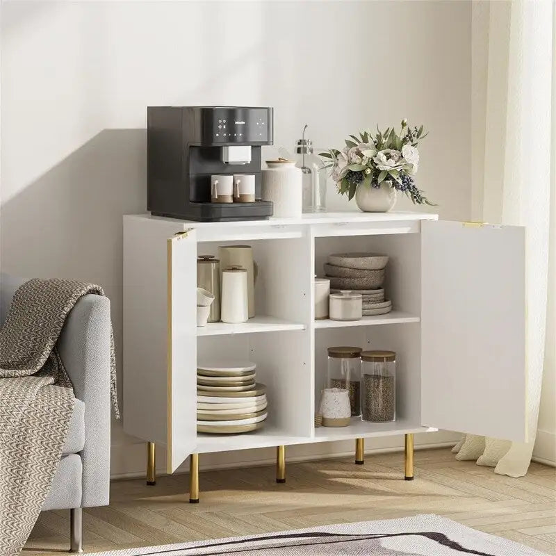 Buffet bas avec deux portes et pieds réglables pour le salon - 31,2P x 29,1L x 15,6H