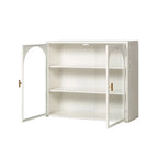 27.56Portes vitrées Armoire murale moderne à deux portes avec trois niveaux de rangement pour l'entrée, avec motif tressé caractéristique