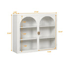 27.56Portes vitrées Armoire murale moderne à deux portes avec trois niveaux de rangement pour l'entrée, avec motif tressé caractéristique