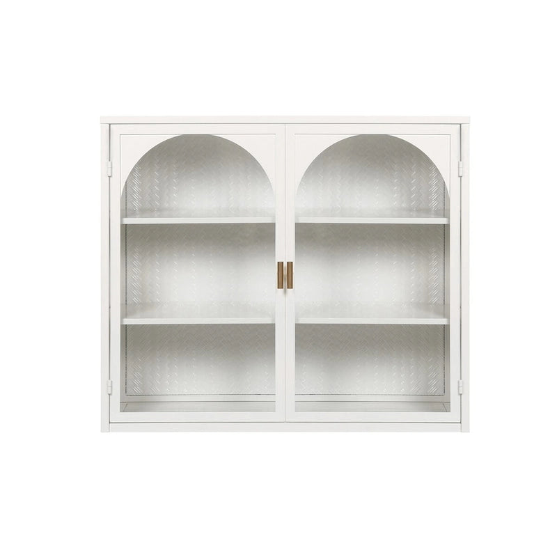 27.56Portes vitrées Armoire murale moderne à deux portes avec trois niveaux de rangement pour l'entrée, avec motif tressé caractéristique