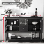 Buffet en bois avec étagères réglables et portes en verre trempé