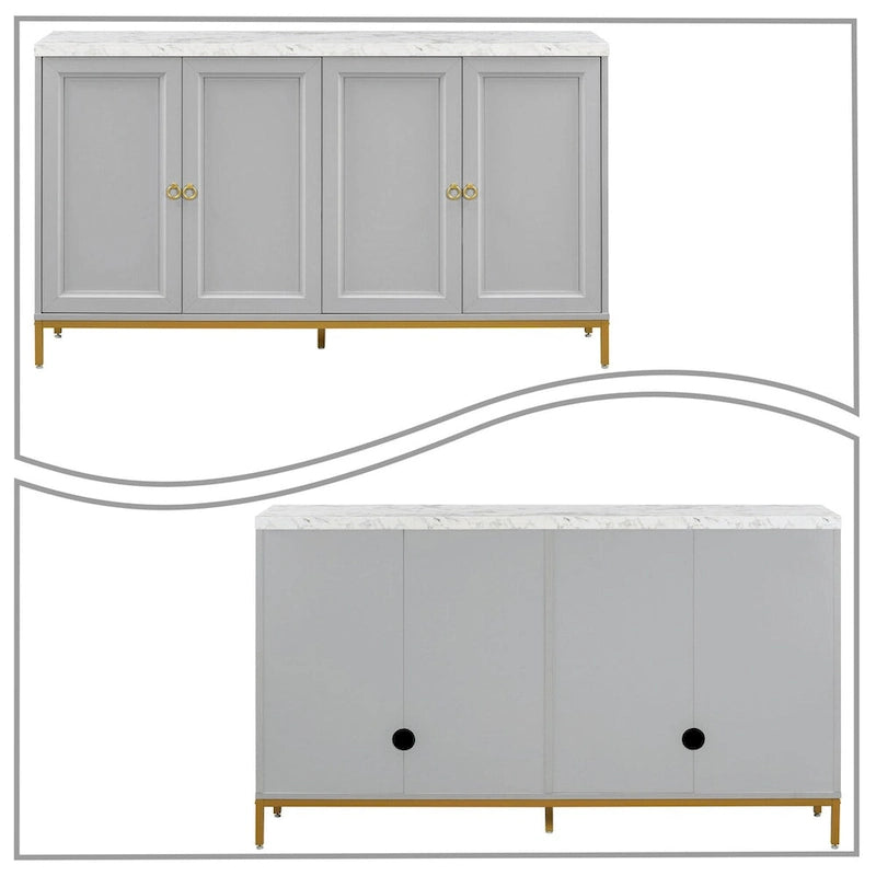 Élégant buffet en bois, dessus avec autocollants imitation marbre