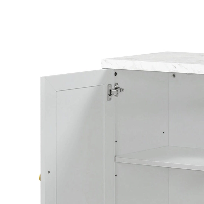 Élégant buffet en bois, dessus avec autocollants imitation marbre