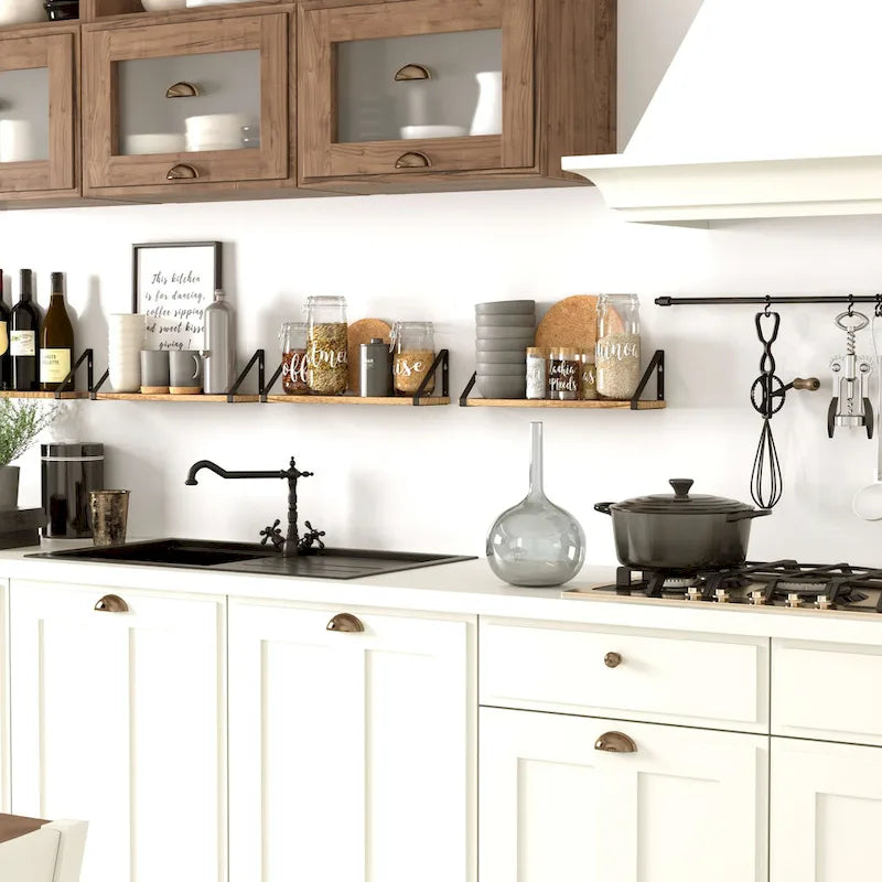Wallniture Ponza, étagères murales en bois 43 cm de long et 11,4 cm de profondeur, étagère pour cuisine