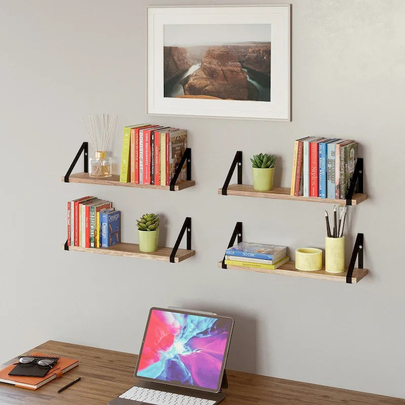 Wallniture Ponza, étagères murales en bois 43 cm de long et 11,4 cm de profondeur, étagère pour cuisine