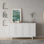 Meuble de rangement fonctionnel à 4 portes avec intaglio et pieds en pin