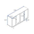 Meuble de rangement fonctionnel à 4 portes avec intaglio et pieds en pin