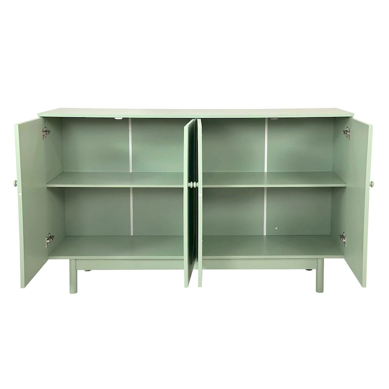Meuble de rangement fonctionnel à 4 portes avec intaglio et pieds en pin
