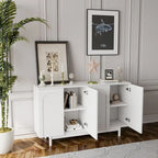 Meuble de rangement fonctionnel à 4 portes avec intaglio et pieds en pin