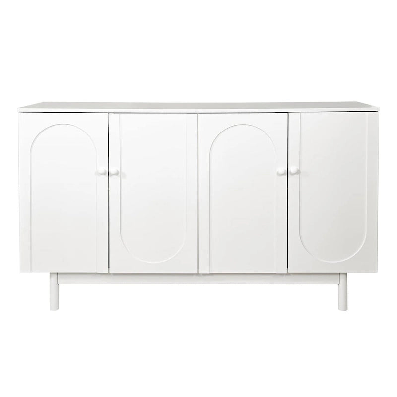 Meuble de rangement fonctionnel à 4 portes avec intaglio et pieds en pin
