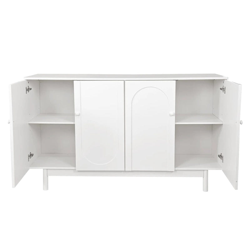 Meuble de rangement fonctionnel à 4 portes avec intaglio et pieds en pin