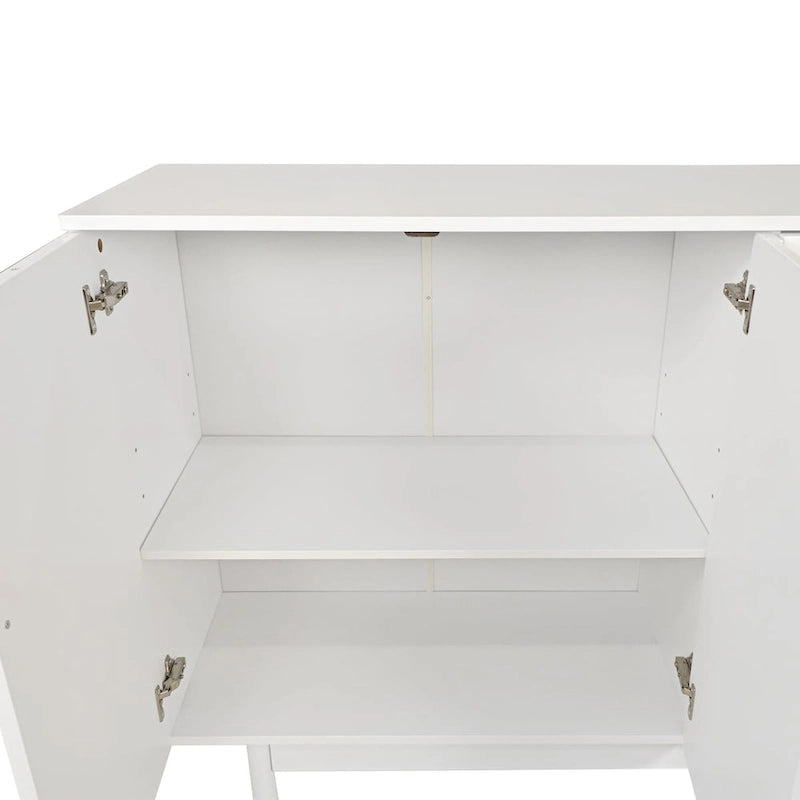 Meuble de rangement fonctionnel à 4 portes avec intaglio et pieds en pin