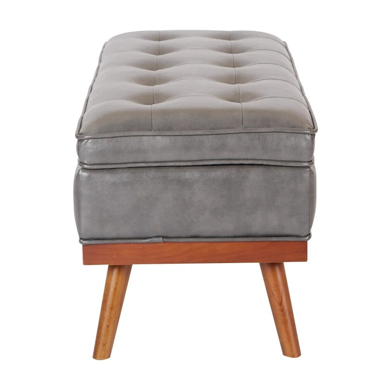 Banc de rangement mi-siècle Katheryn en cuir reconstitué