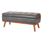 Banc de rangement mi-siècle Katheryn en cuir reconstitué