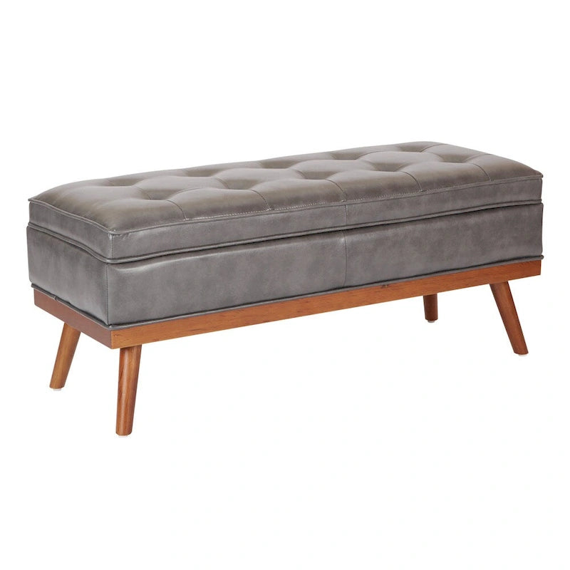 Banc de rangement mi-siècle Katheryn en cuir reconstitué