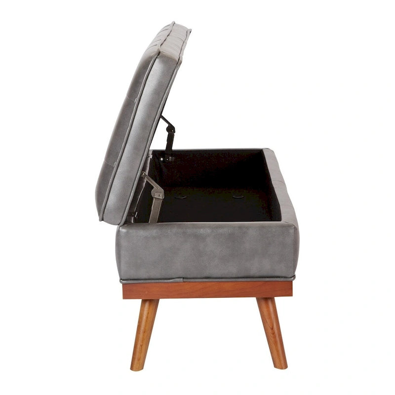 Banc de rangement mi-siècle Katheryn en cuir reconstitué