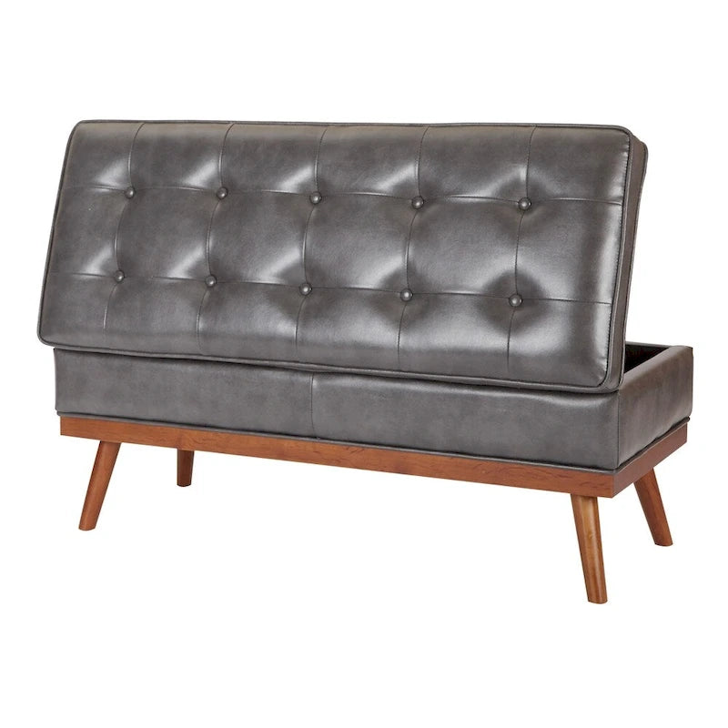 Banc de rangement mi-siècle Katheryn en cuir reconstitué