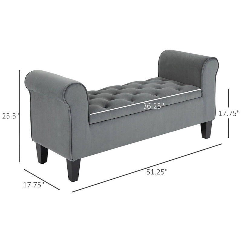 Banc de rangement capitonné