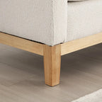 Banc capitonné élégant en boucle de 53,5 po de largeur, pouf avec pieds en bois et traversins