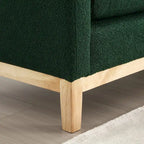 Banc capitonné élégant en boucle de 53,5 po de largeur, pouf avec pieds en bois et traversins