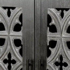 Meuble bas antique ajouré à quatre portes, style campagnard américain, convient pour le salon, meuble TV, la cuisine (noir antique)