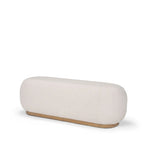 Banc oblong en tissu crème Siren avec pieds en bois brun clair