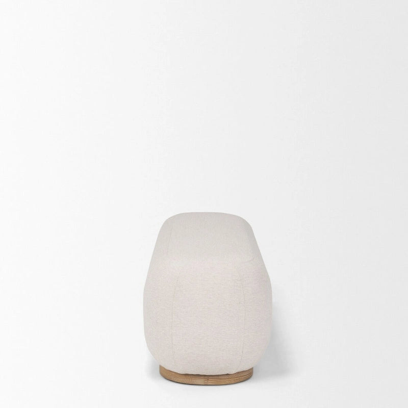 Banc oblong en tissu crème Siren avec pieds en bois brun clair