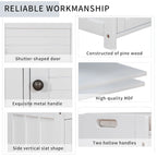 Banc de rangement avec 3 portes persiennes, banc à chaussures avec coussin amovible et espace de rangement caché