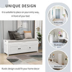 Banc de rangement avec 3 portes persiennes, banc à chaussures avec coussin amovible et espace de rangement caché