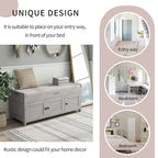 Banc de rangement avec 3 portes persiennes, banc à chaussures avec coussin amovible et espace de rangement caché