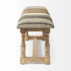HomeRoots Banc en jute rayé rembourré beige, gris et marron 59 po - 59