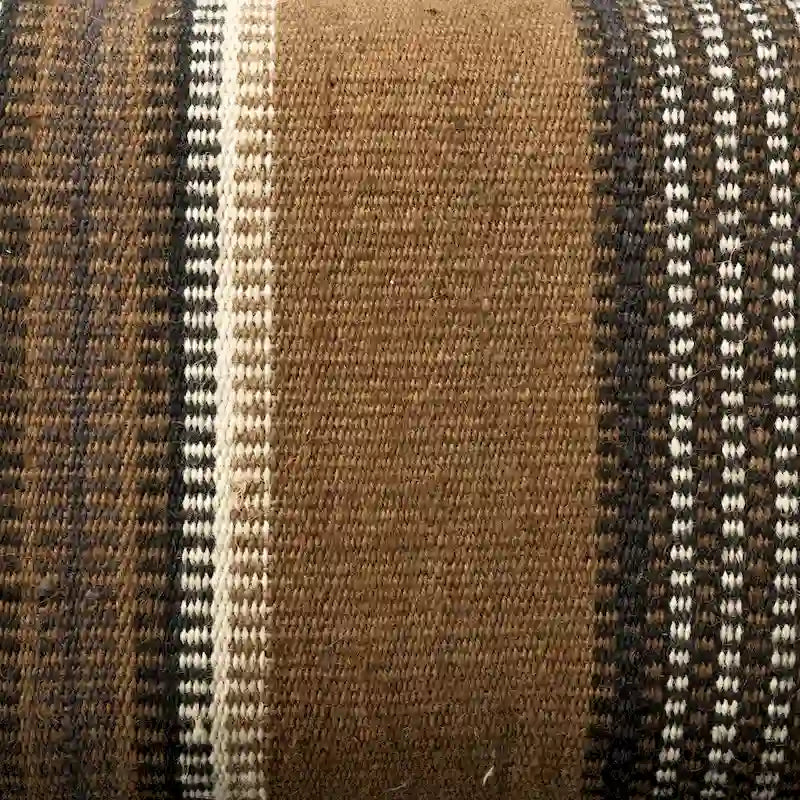 HomeRoots Banc en jute rayé rembourré beige, gris et marron 59 po - 59