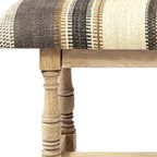 HomeRoots Banc en jute rayé rembourré beige, gris et marron 59 po - 59