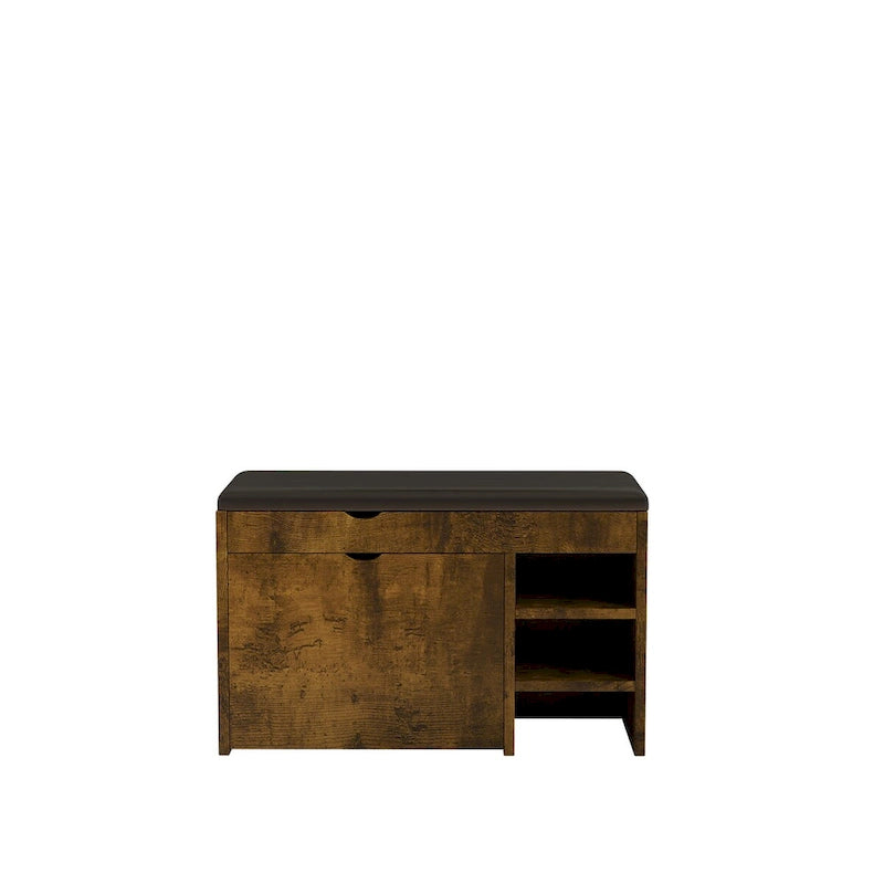 Banc à chaussures marron noir, coussin moelleux, doux et confortable, peut être placé à l'entrée, dans la chambre et d'autres lieux.