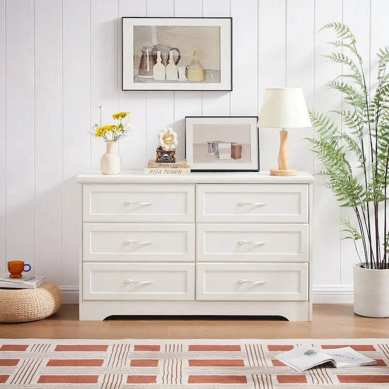 Commode de chambre moderne à 3 tiroirs avec chiffonnier à 6 tiroirs, organiseur de vêtements - Poignées en métal pour salon, chambre à coucher
